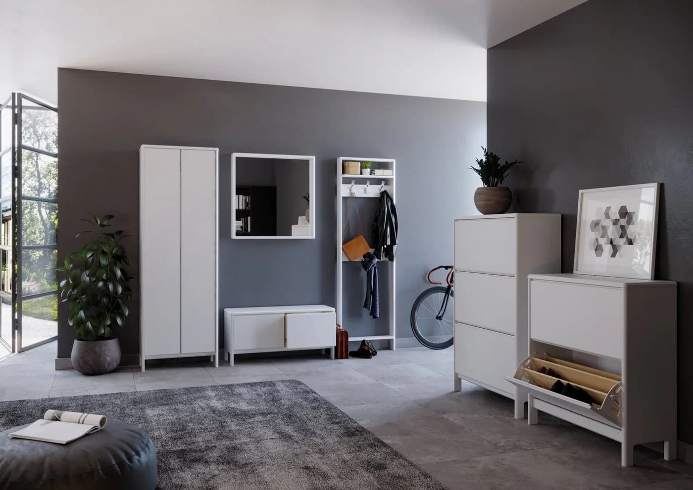 OTTO HOME Schuhschrank Luven Weiß Massivholz 3 Klappen