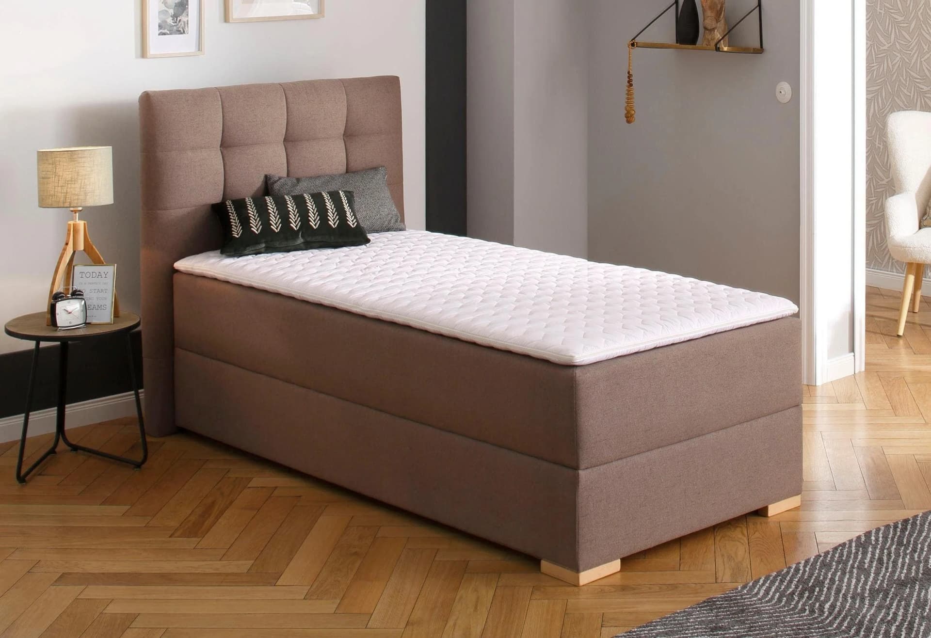 Boxbett HOME AFFAIRE Olivet mit Bettkasten hellbraun