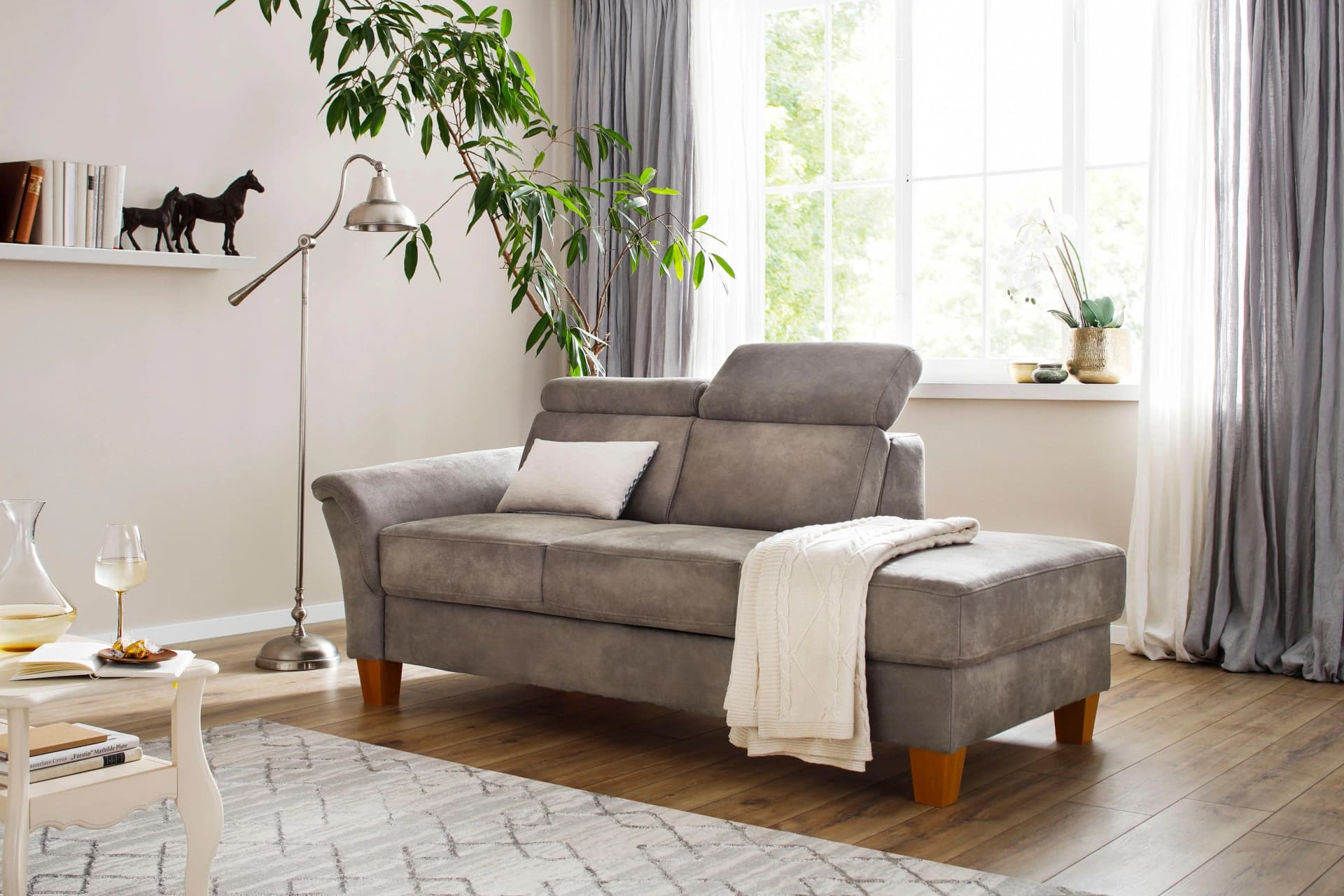 HOME AFFAIRE Recamiere Conville Braun 100% Polyester mit Kopfteilverstellung