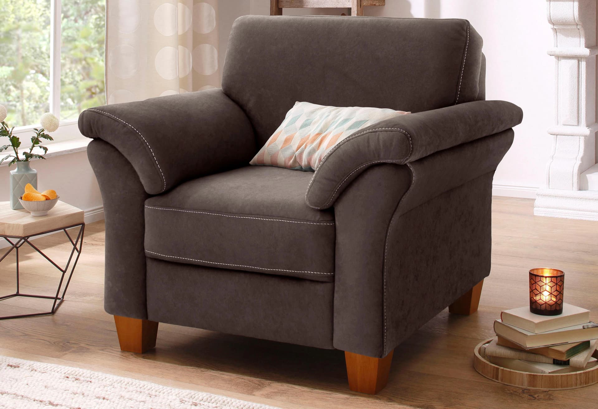 Sessel HOME AFFAIRE Borkum Dunkelbraun Microfaser