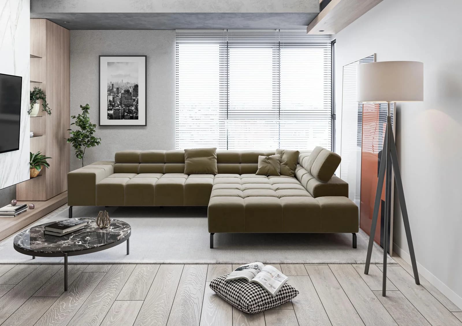 HOME AFFAIRE Ecksofa Ancona New Oliv 100% Polyester