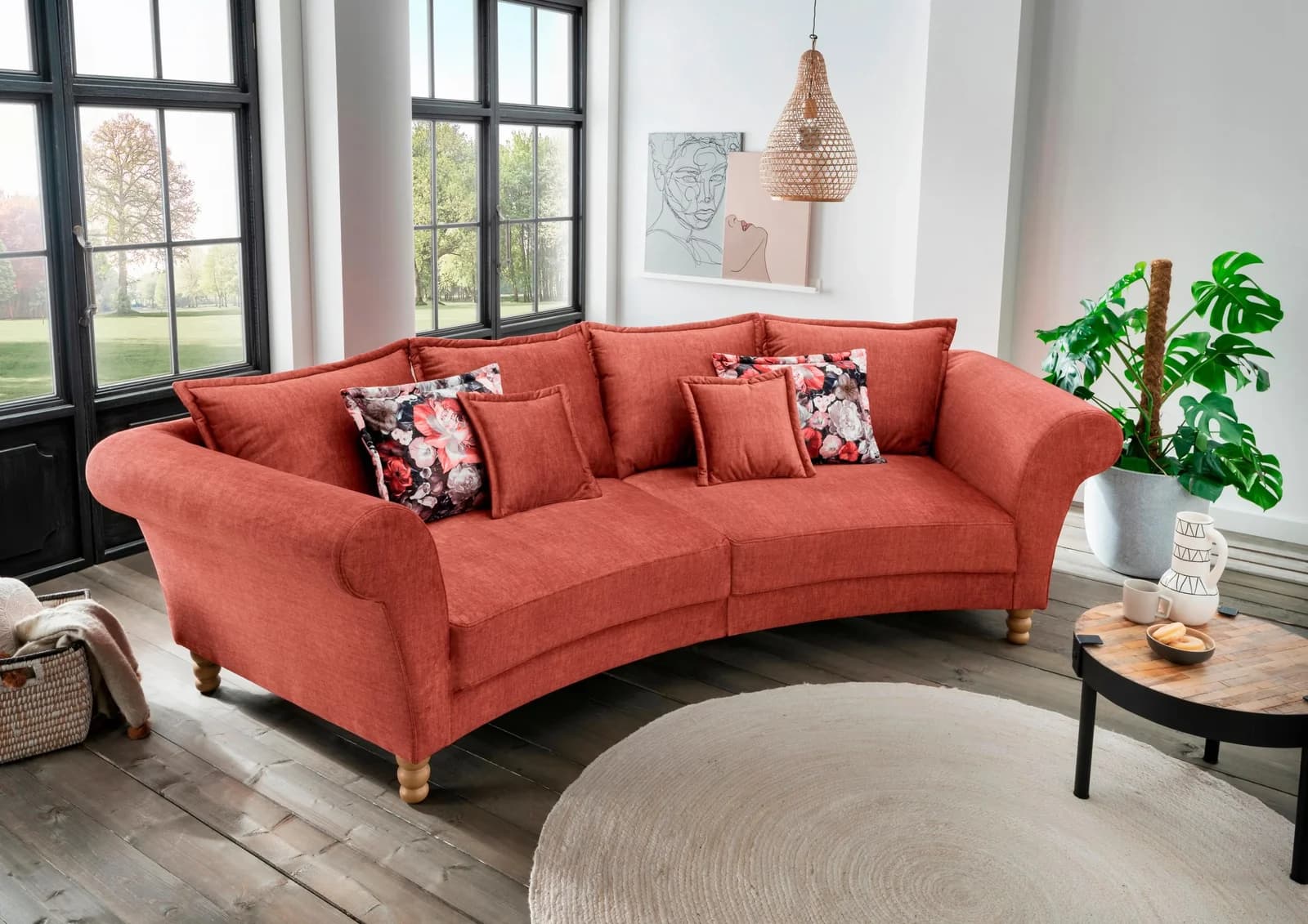 HOME AFFAIRE Big-Sofa Tassilo Koralle Geschwungen