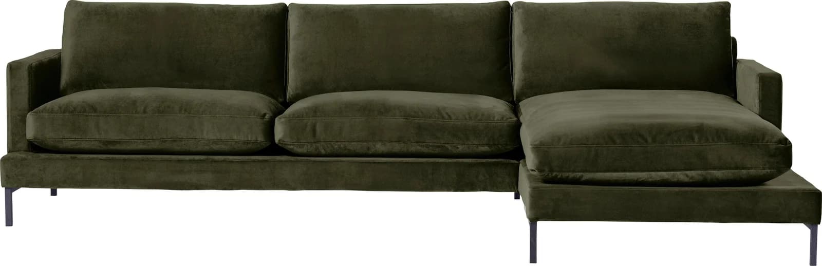 Ecksofa ANDAS Welland L-Form Khaki Samtvelours
