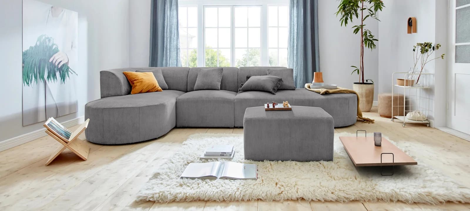 OTTO HOME Ecksofa Alesund L-Form Anthrazit Cord