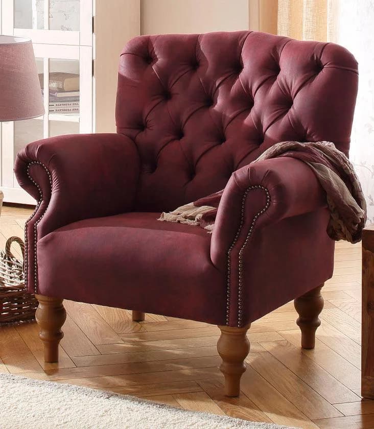 Home Affaire Sessel Lord Rot Chesterfield Knopfleiste