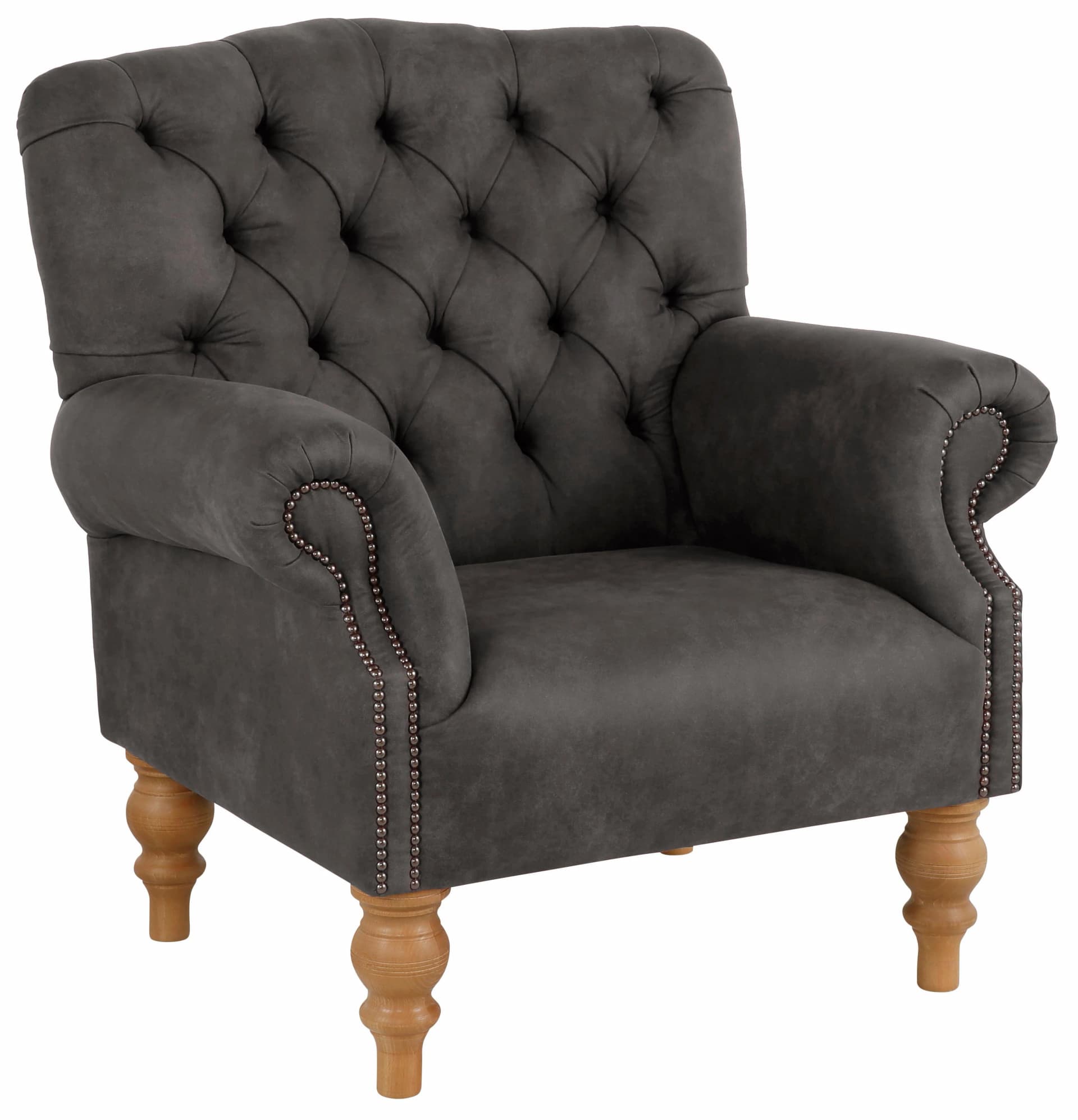 Home Affaire Sessel Lord Grau Chesterfield Knopfheftung
