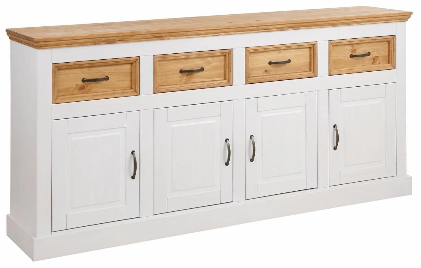 OTTO HOME Selma Sideboard Weiß Beize 4 Türen 4 Schubladen Landhausstil - Bild 2