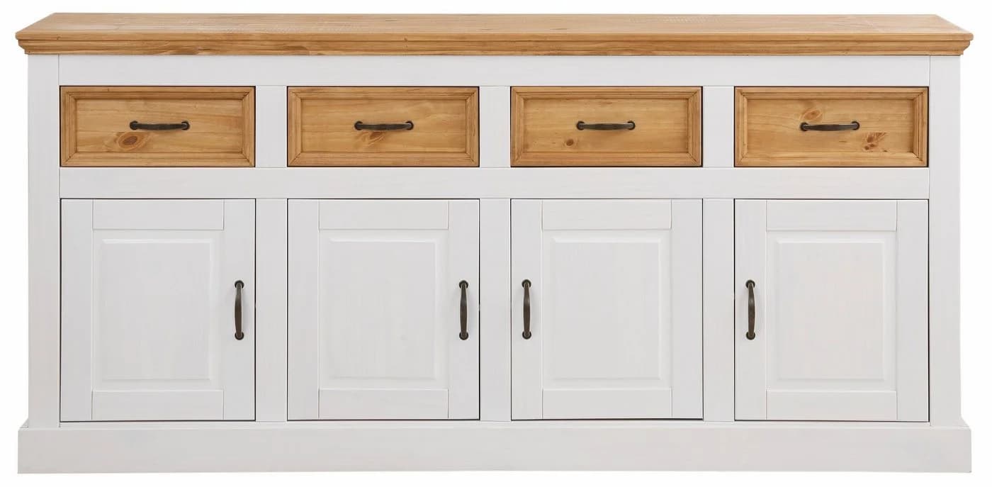 OTTO HOME Selma Sideboard Weiß Beize 4 Türen 4 Schubladen Landhausstil - Bild 3