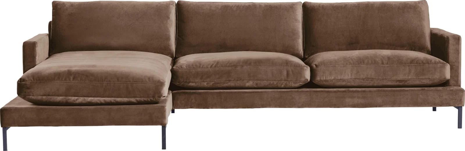 Ecksofa ANDAS Welland L-Form Braun Samtvelours