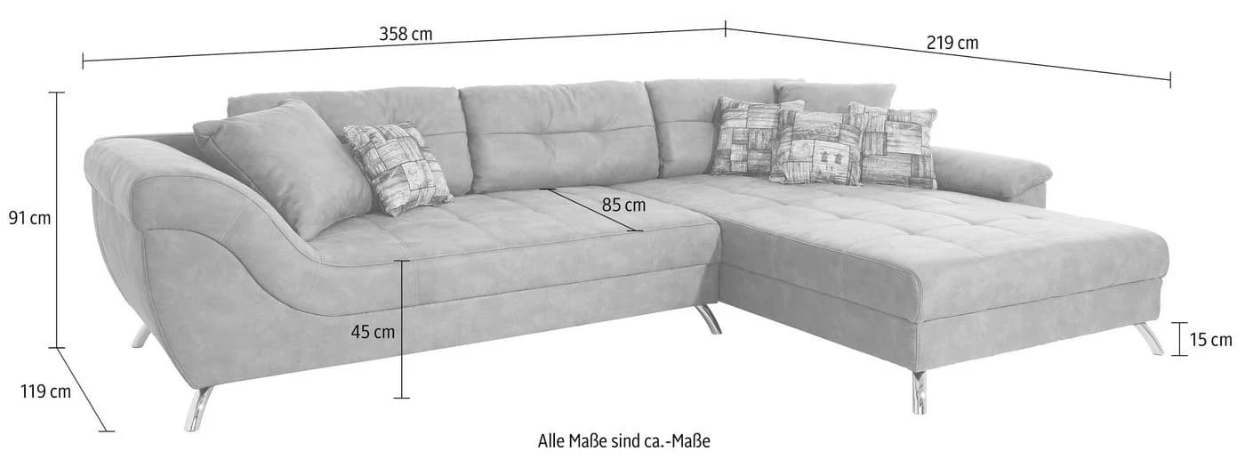 Ecksofa San Francisco L-Form Anthrazit Luxus-Microfaser - Bild 3