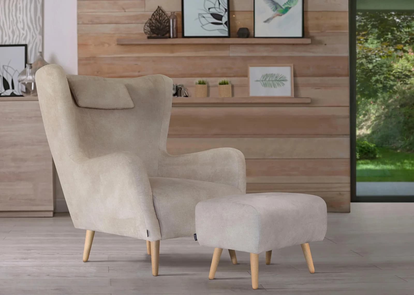 HOME AFFAIRE Sessel Telford Beige Luxus-Microfaser Lederoptik