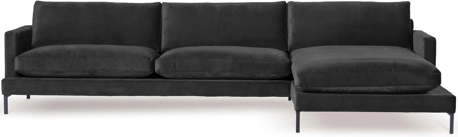Ecksofa ANDAS Welland dunkelgrau Samtvelours Recamiere