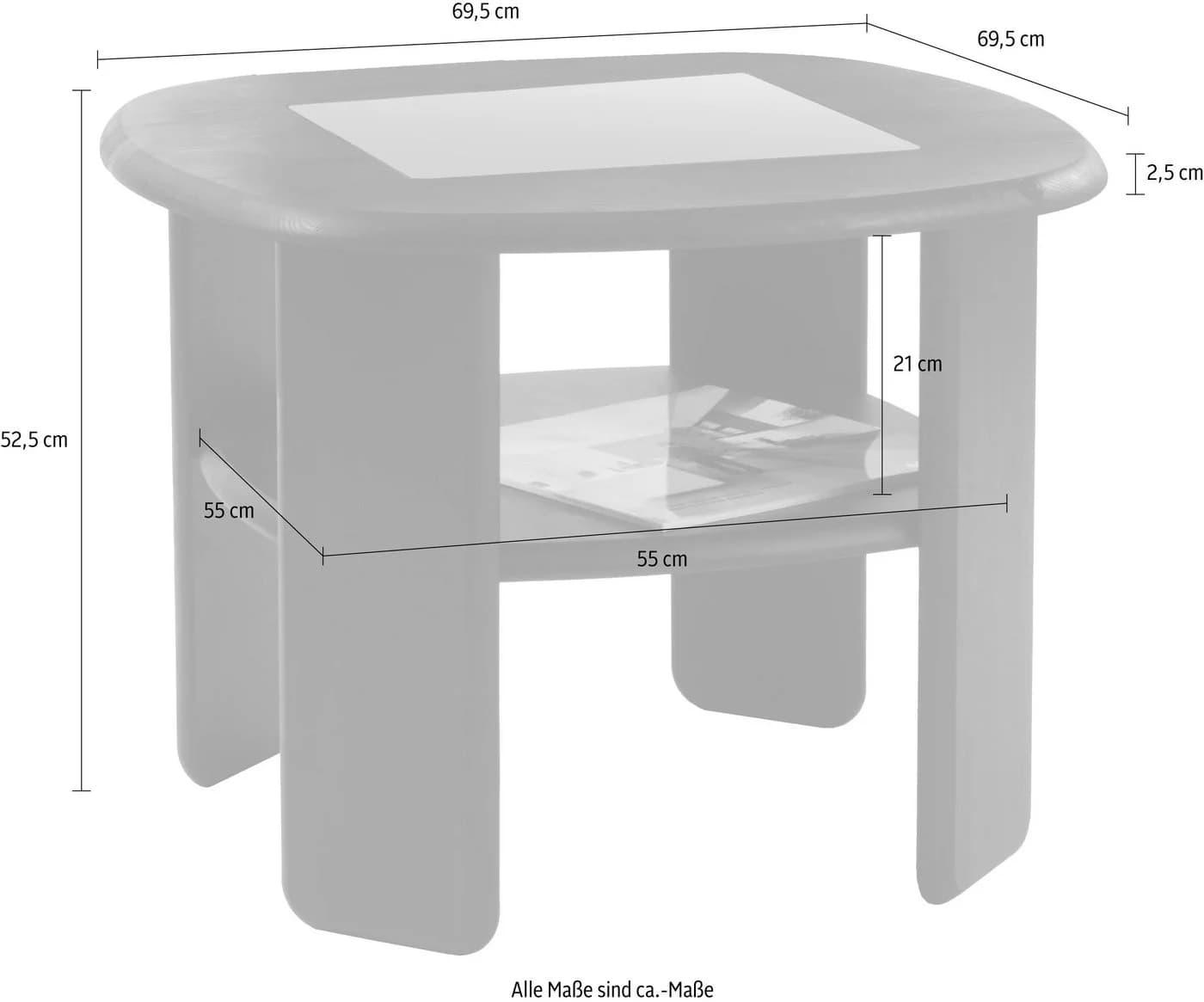 OTTO HOME Couchtisch Jayden 2 Braun Massivholz Glas - Bild 5