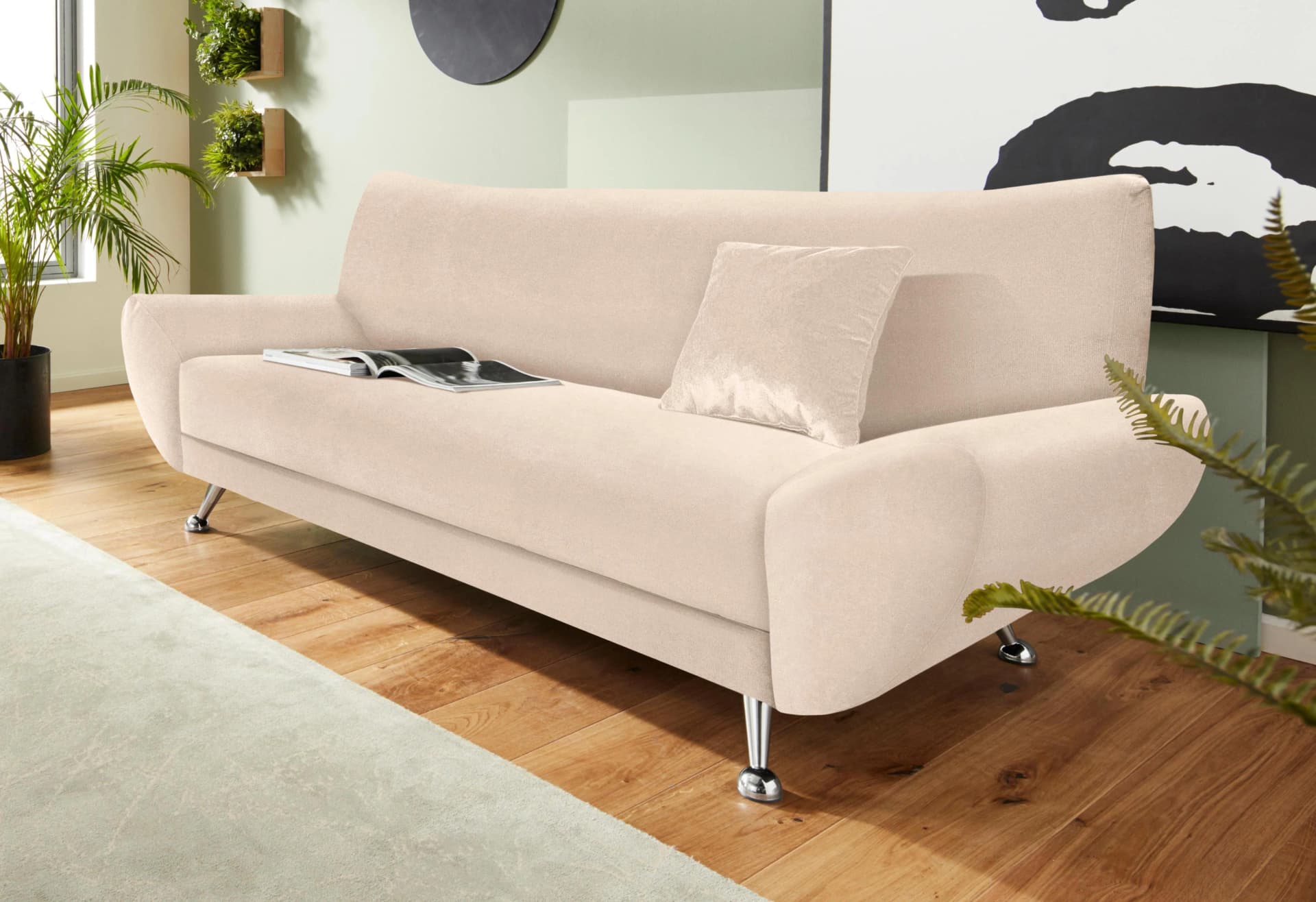 Home Affaire 3-Sitzer Sofa Saltare Creme Microfaser Metallfüße