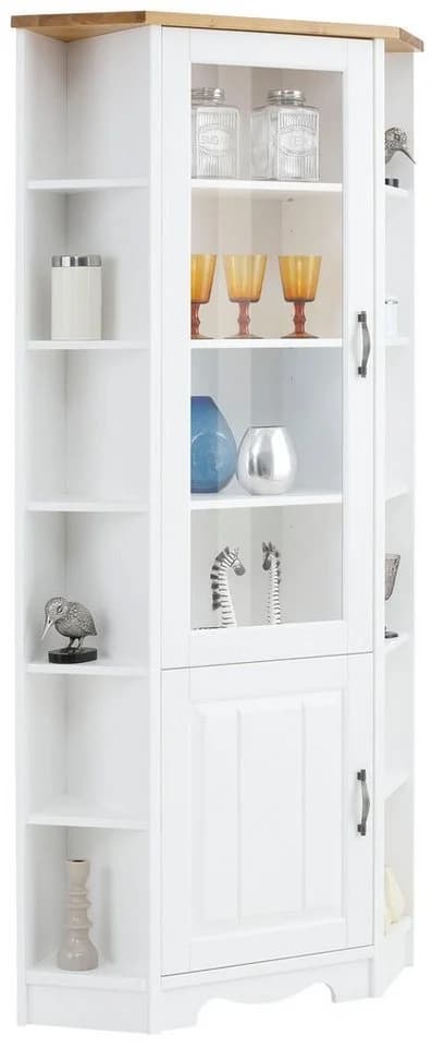 OTTO HOME Eckvitrine Trinidad Weiß Honigfarben Massivholz - Bild 4