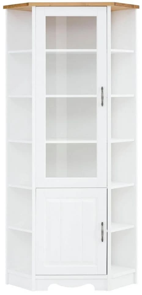 OTTO HOME Eckvitrine Trinidad Weiß Honigfarben Massivholz - Bild 5