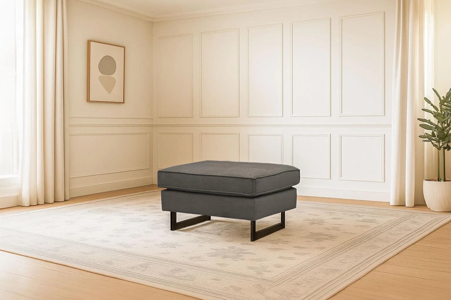 HOME AFFAIRE Polsterhocker Pinto Grau Mikrofaseroptik