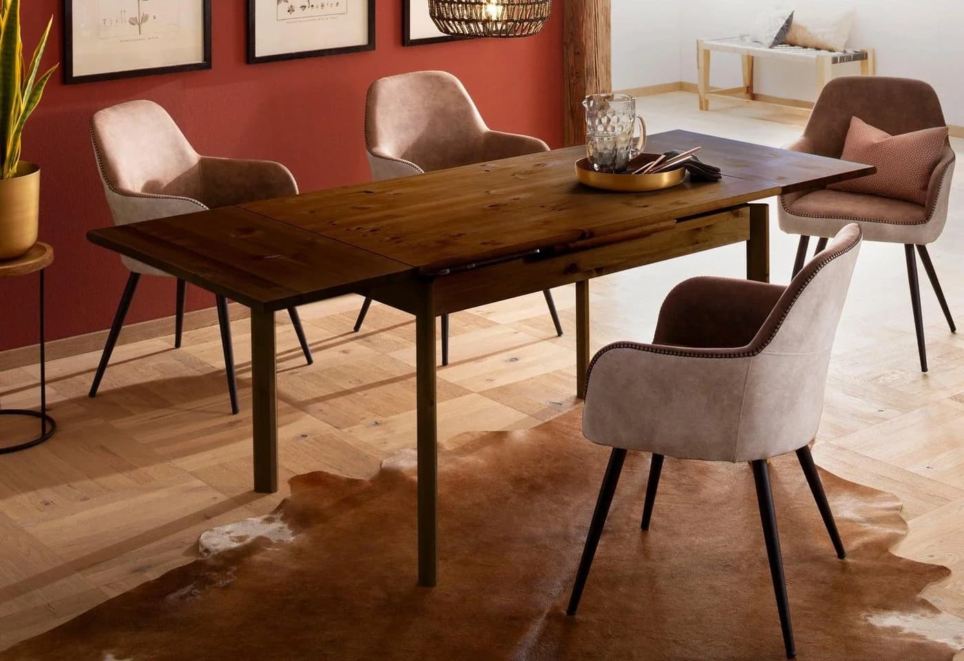 Esstisch OTTO HOME Tirza Braun Massivholz Ausziehbar