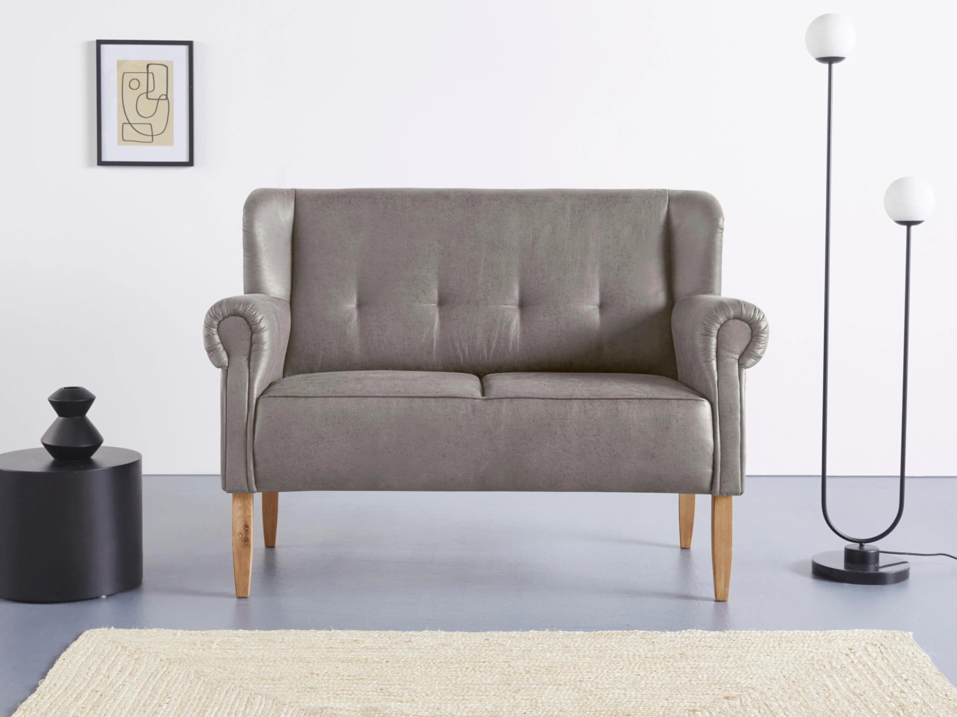 HOME AFFAIRE Moro Küchensofa Grau Microfaser Klassisch