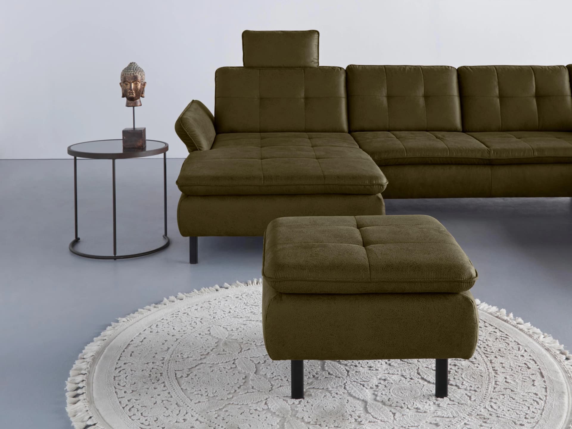 HOME AFFAIRE Polsterhocker Birkholm Olive Microfaser