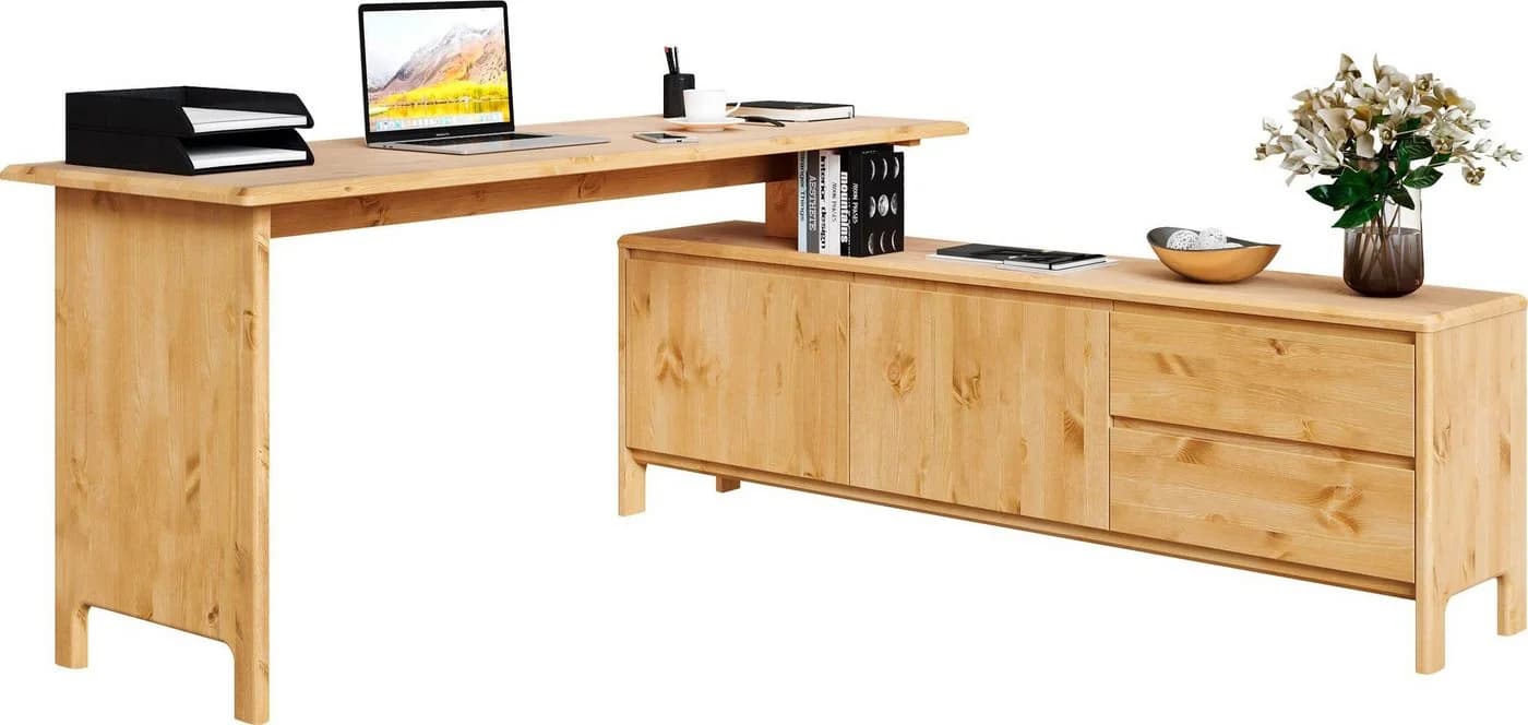 OTTO HOME Schreibtisch Luven Massivholz Kiefer Beige Natur - Bild 5