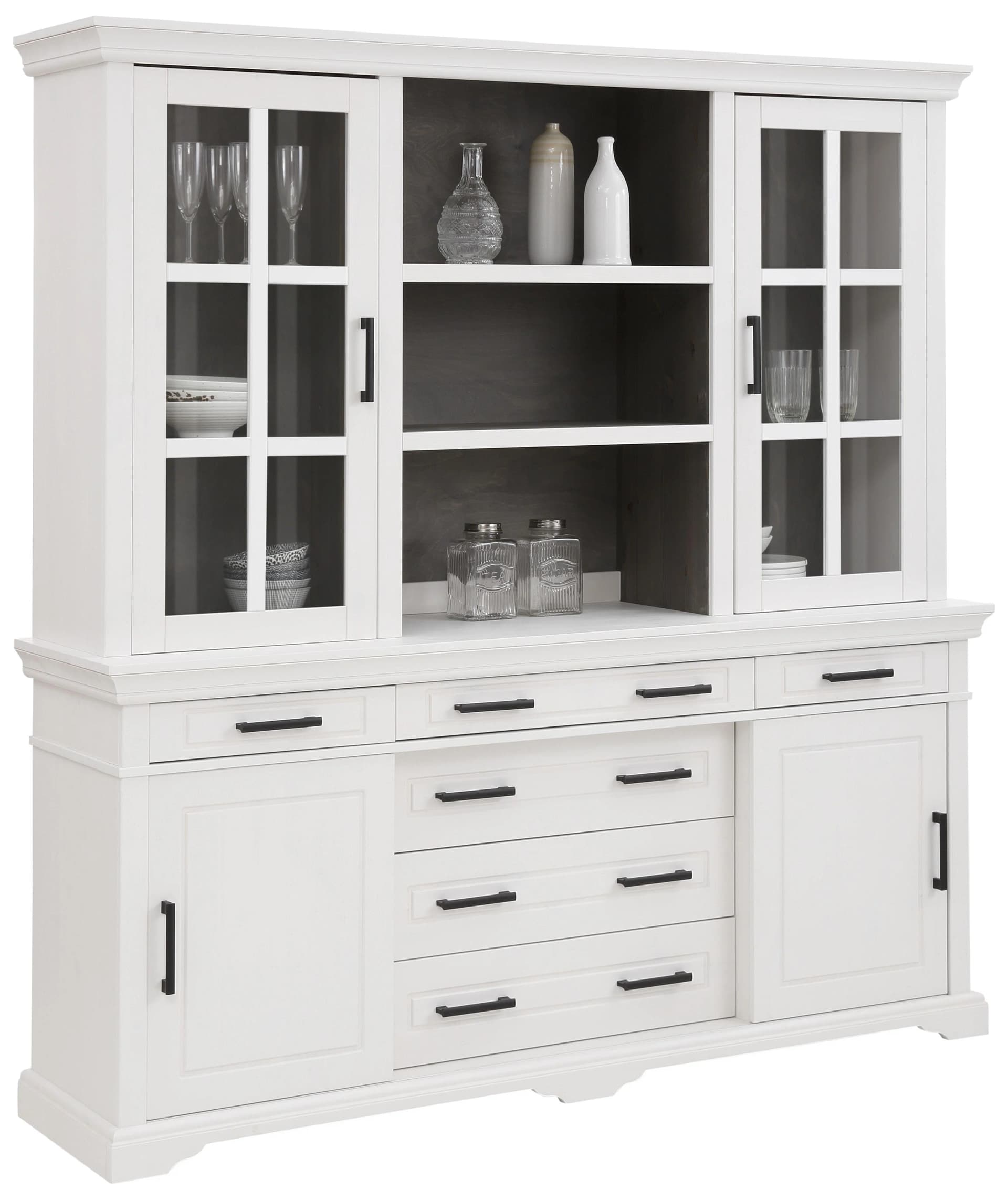 OTTO HOME Buffet Anabel Weiß Massivholz Glastüren Metallgriffe