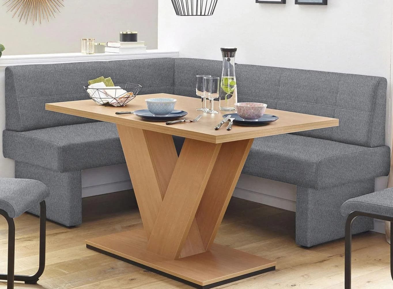Home Affaire Eckbank Nils Grau Gepolstert FSC Massivholz