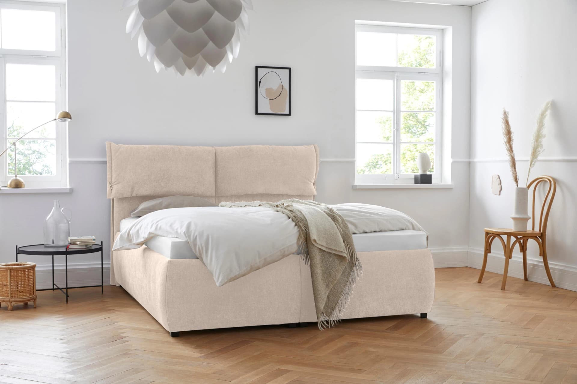 HOME AFFAIRE Polsterbett Jenson Beige mit Bettkasten und Matratzen