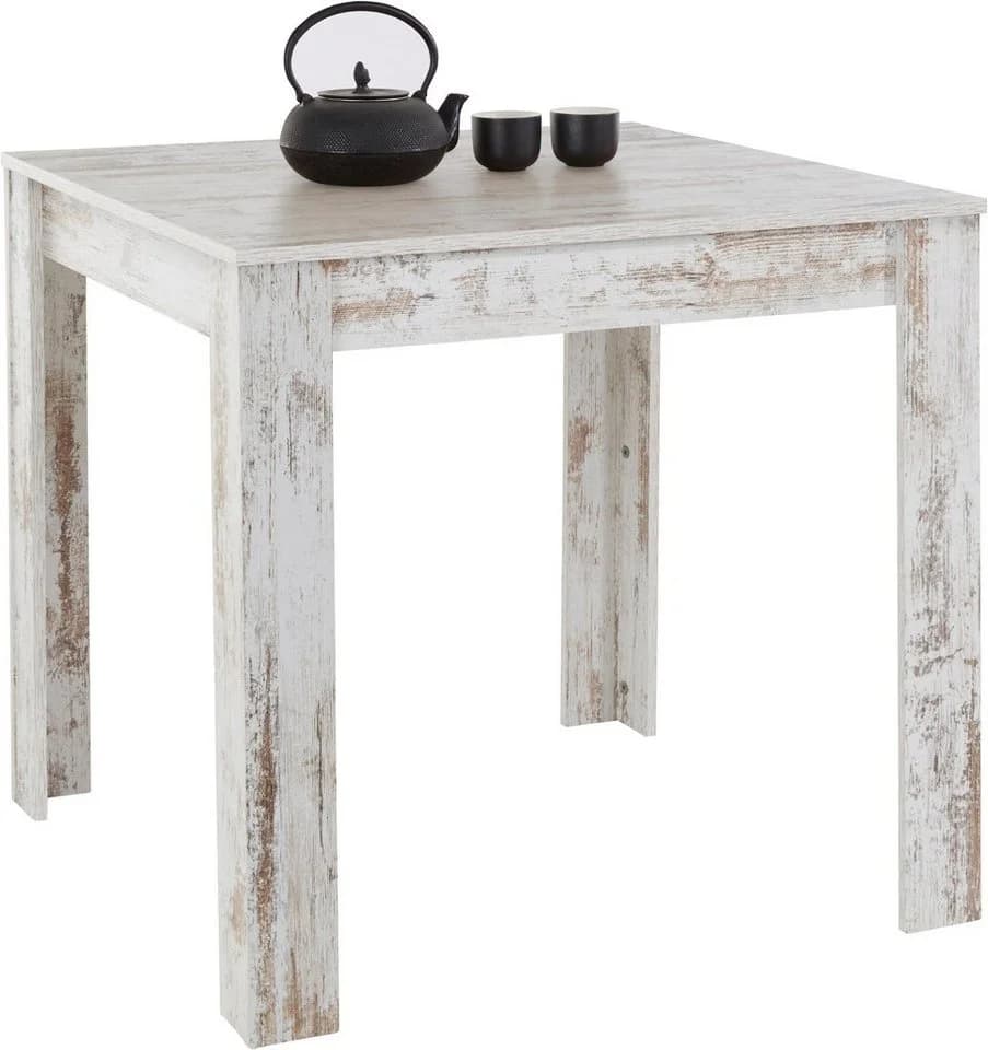 Esstisch OTTO HOME Meigh Weiß Antikweiß Quadratisch Holzwerkstoff