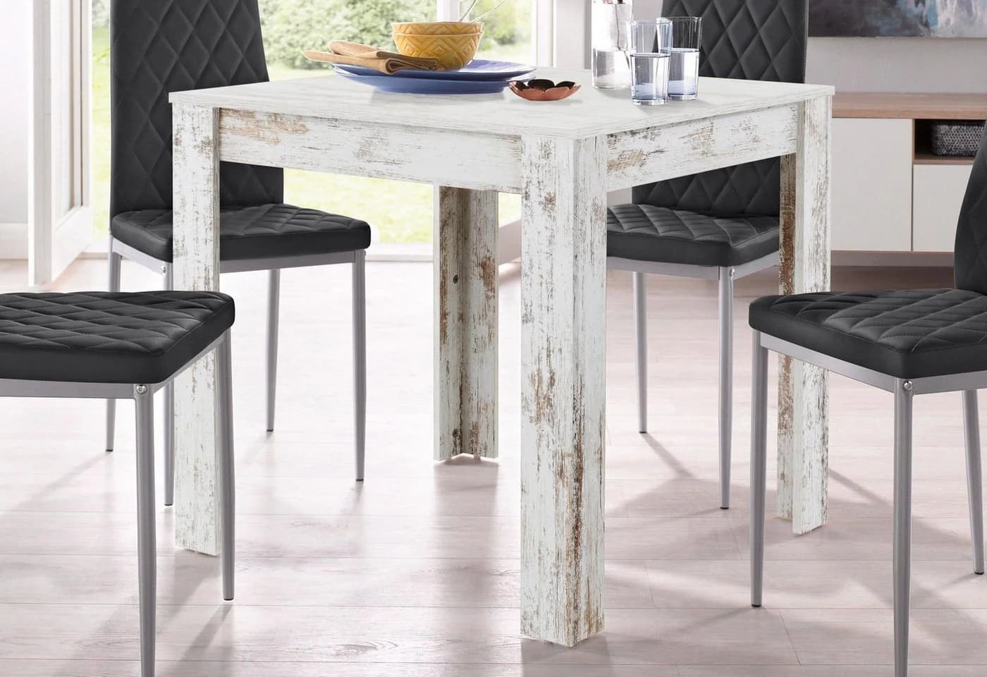 Esstisch OTTO HOME Meigh Weiß Antikweiß Quadratisch Holzwerkstoff - Bild 2