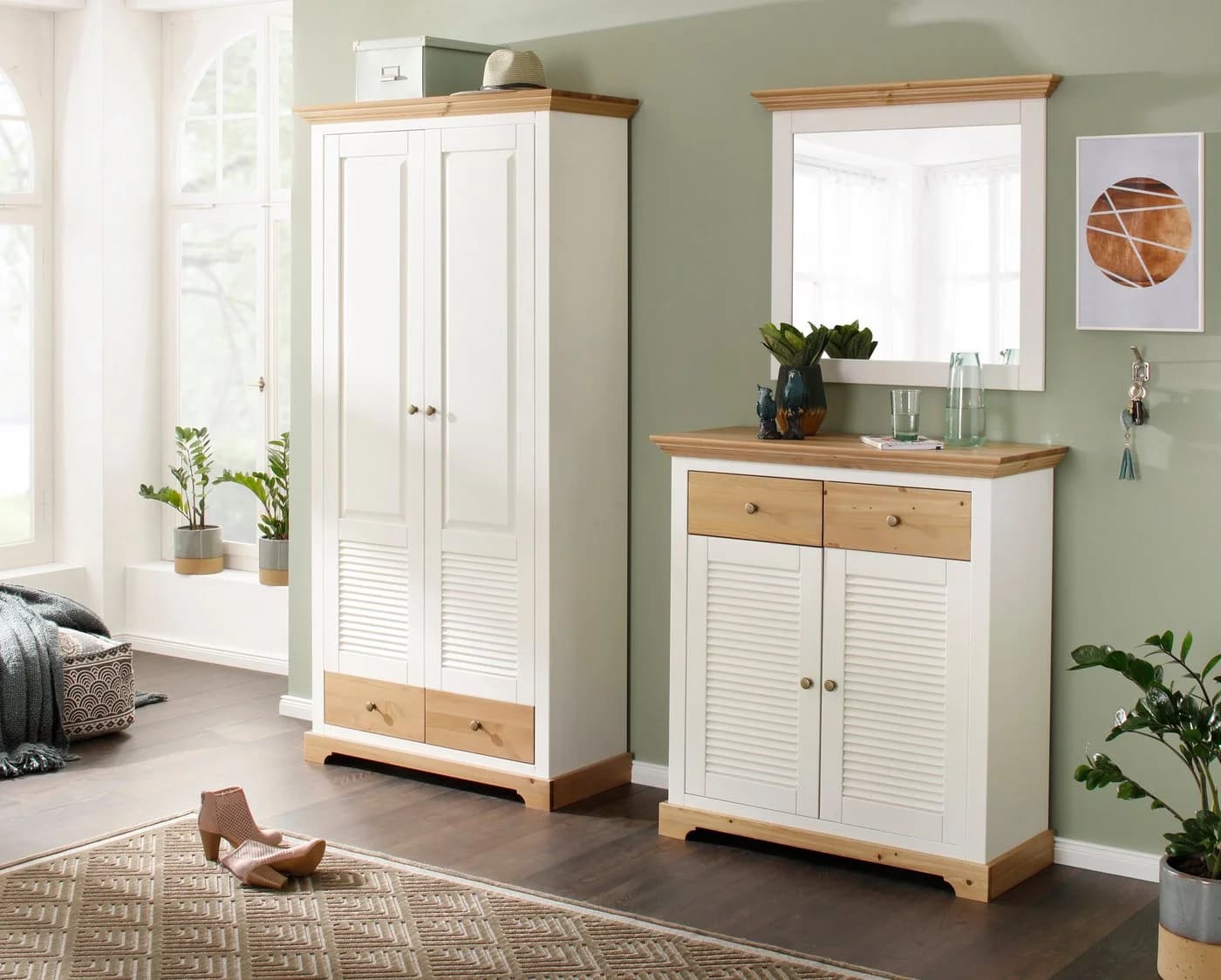 OTTO HOME Ayanna Garderobenschrank Weiß Massivholz 2-türig - Bild 3