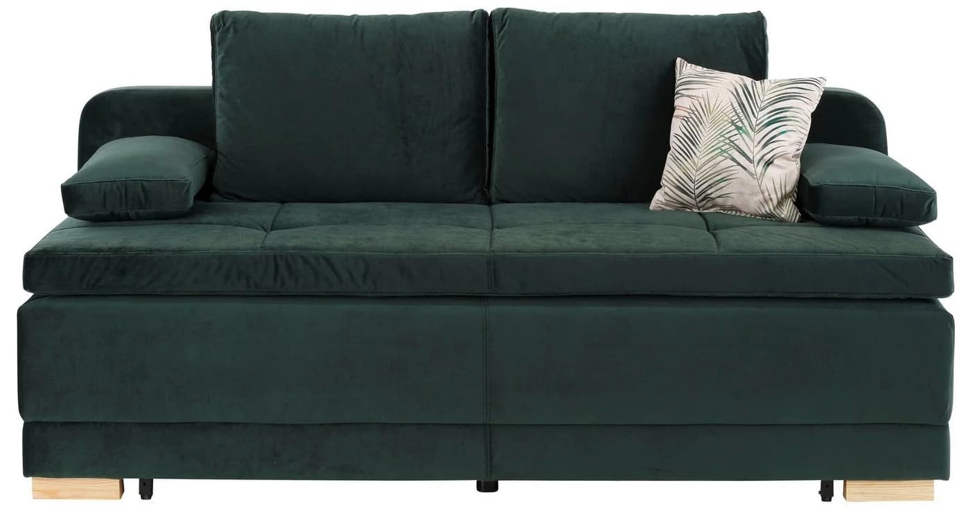 OTTO HOME Schlafsofa Berlin Grün Boxspringfederung mit Bettkasten
