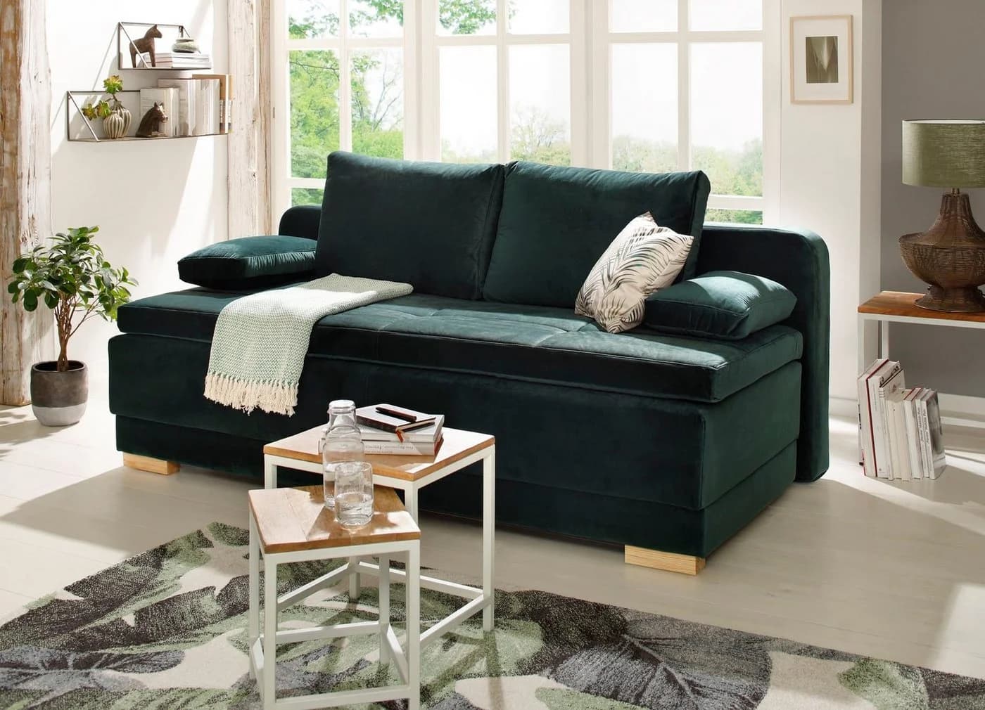 OTTO HOME Schlafsofa Berlin Grün Boxspringfederung mit Bettkasten - Bild 2