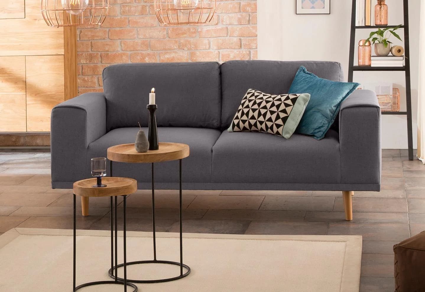 Home Affaire 2-Sitzer Sofa Lasse Anthrazit Skandinavisch