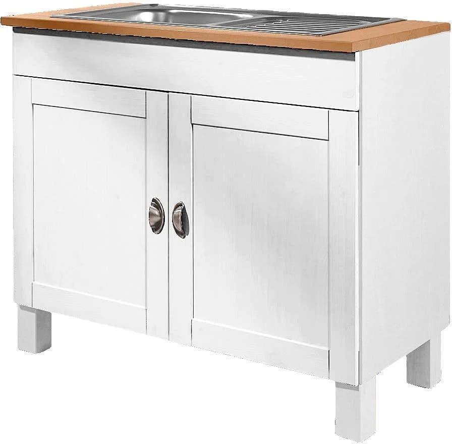 HOME AFFAIRE Oslo Spülenschrank Massivholz Beige/Gelb