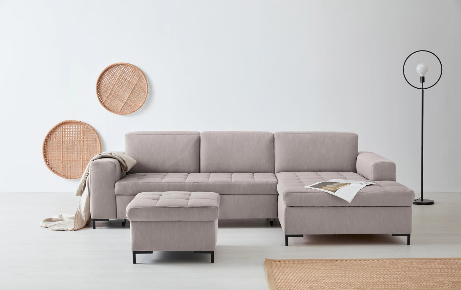 OTTO PRODUCTS Ecksofa Grazzo L-Form Grau Taupe Recyceltes Polyester