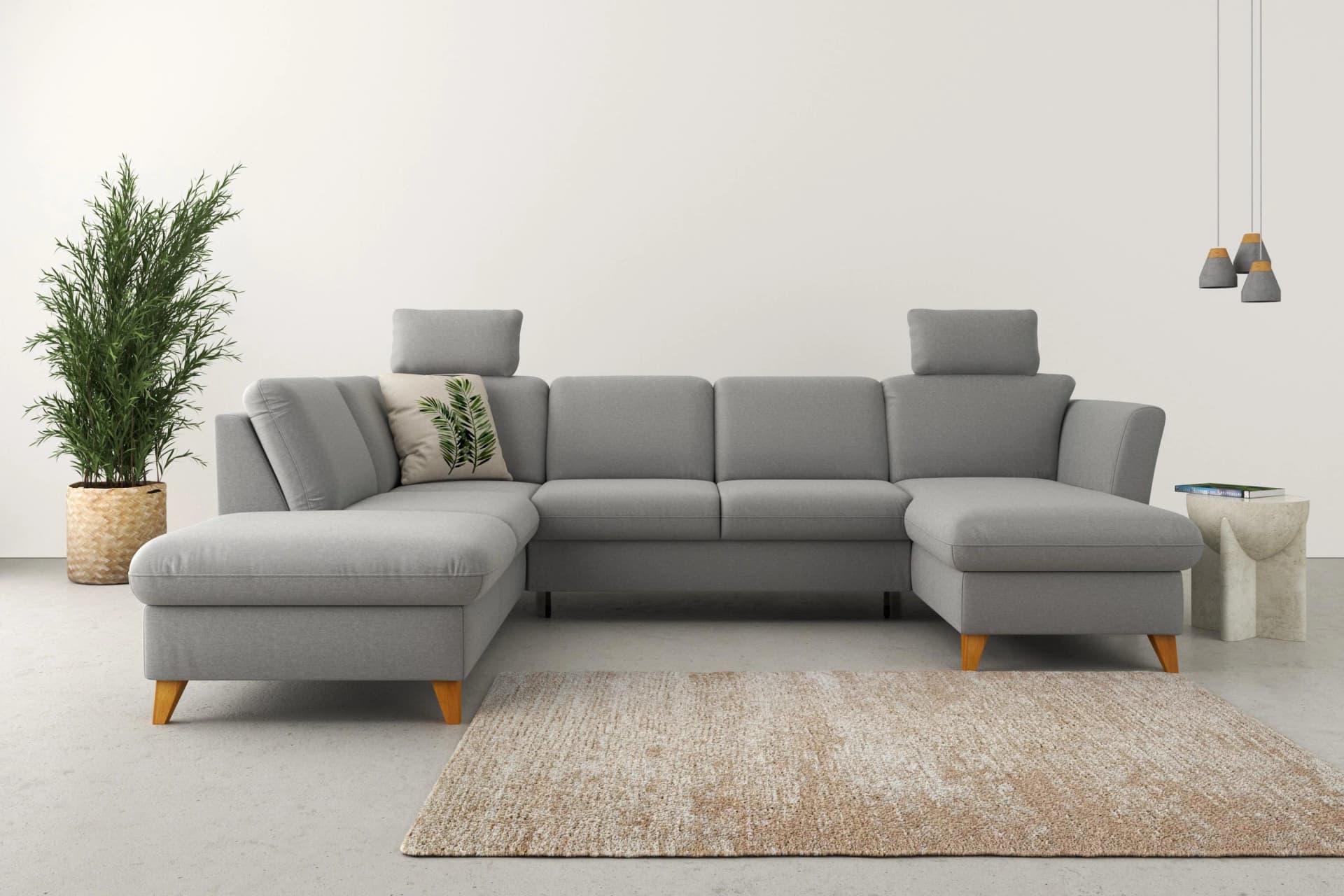 HOME AFFAIRE Trelleborg U-Form Wohnlandschaft Grau mit Bettfunktion