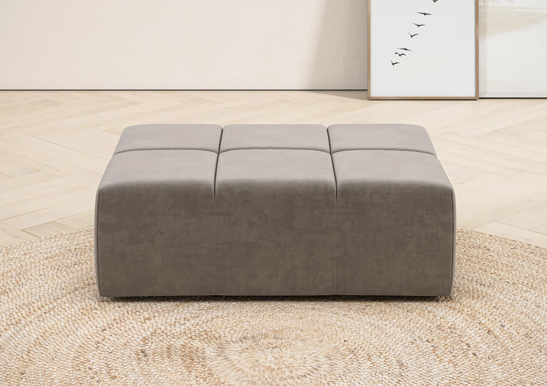 HOME AFFAIRE Polsterhocker Ancona Silber Samtoptik