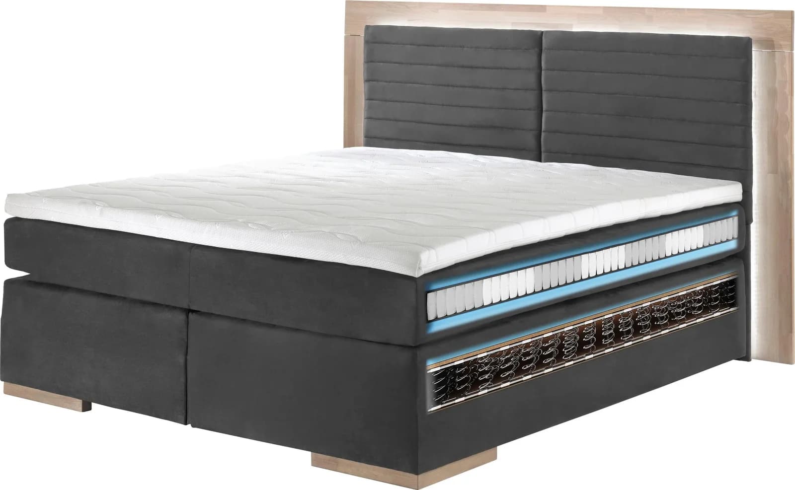 Boxspringbett HOME AFFAIRE Cup Weiß Massivholz