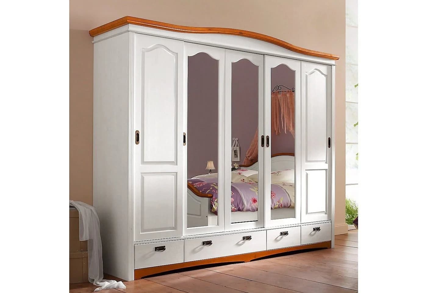 OTTO HOME Schiebetürenschrank Konrad Landhausstil Weiß Massivholz - Bild 4