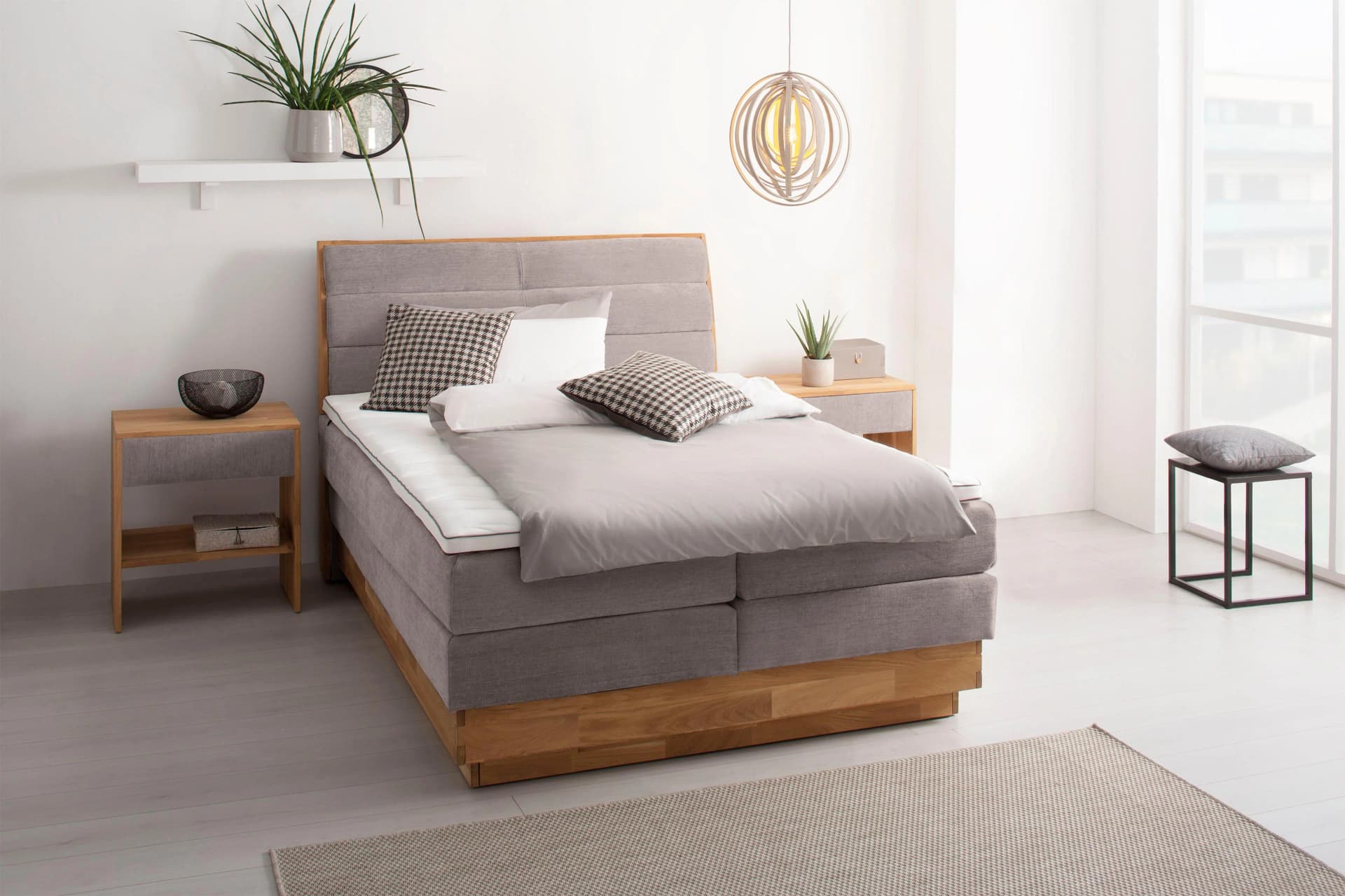 OTTO HOME Jenna Boxspringbett Grau LED Bettkasten