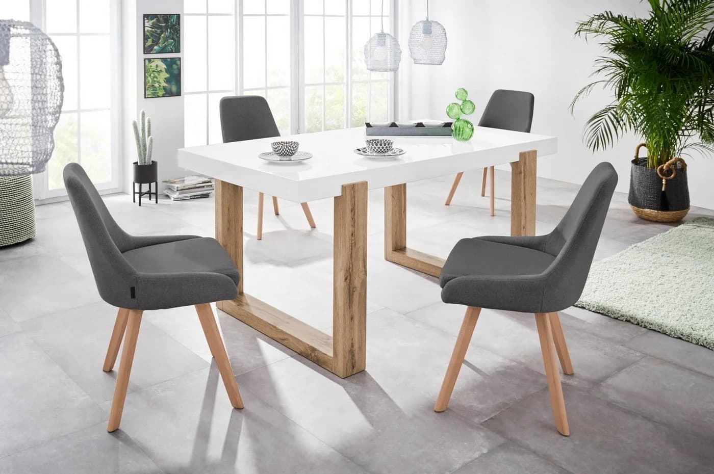 OTTO HOME Esszimmerstuhl Dilla 2er Set Anthrazit Eichenholz - Bild 5