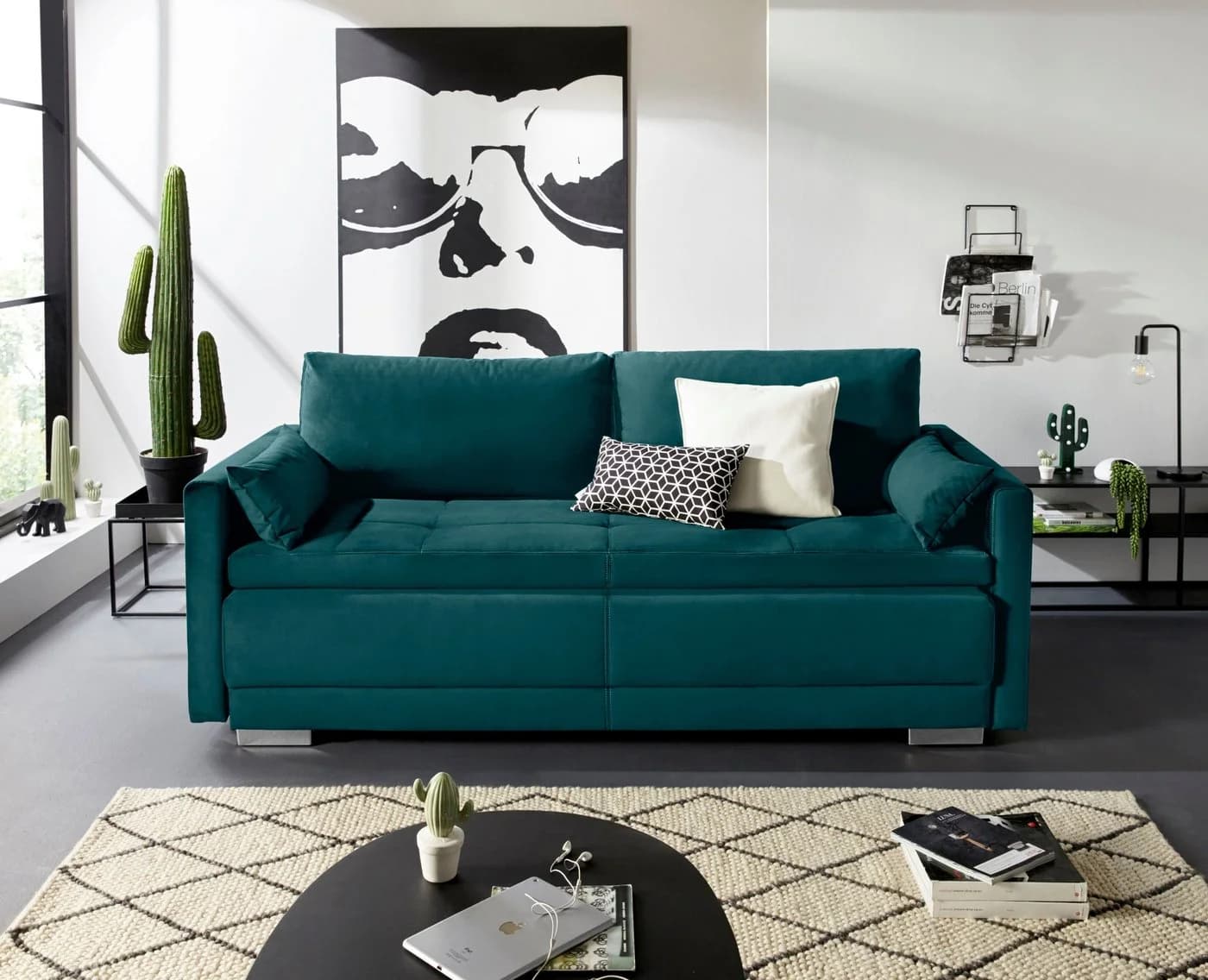 Schlafsofa OTTO HOME Berlin Petrol Microfaser mit Boxspring - Bild 2