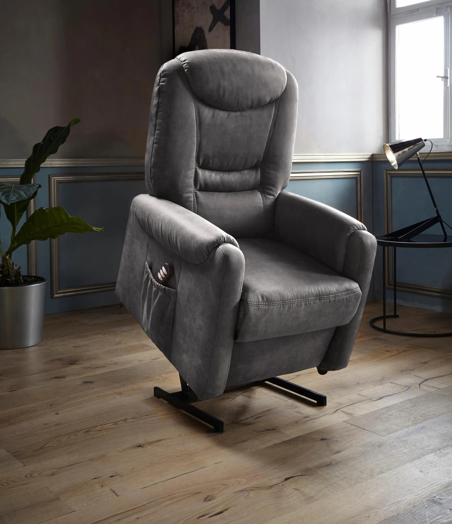 TV-Sessel SIT & MORE Morten Dunkelgrau mit Aufstehhilfe