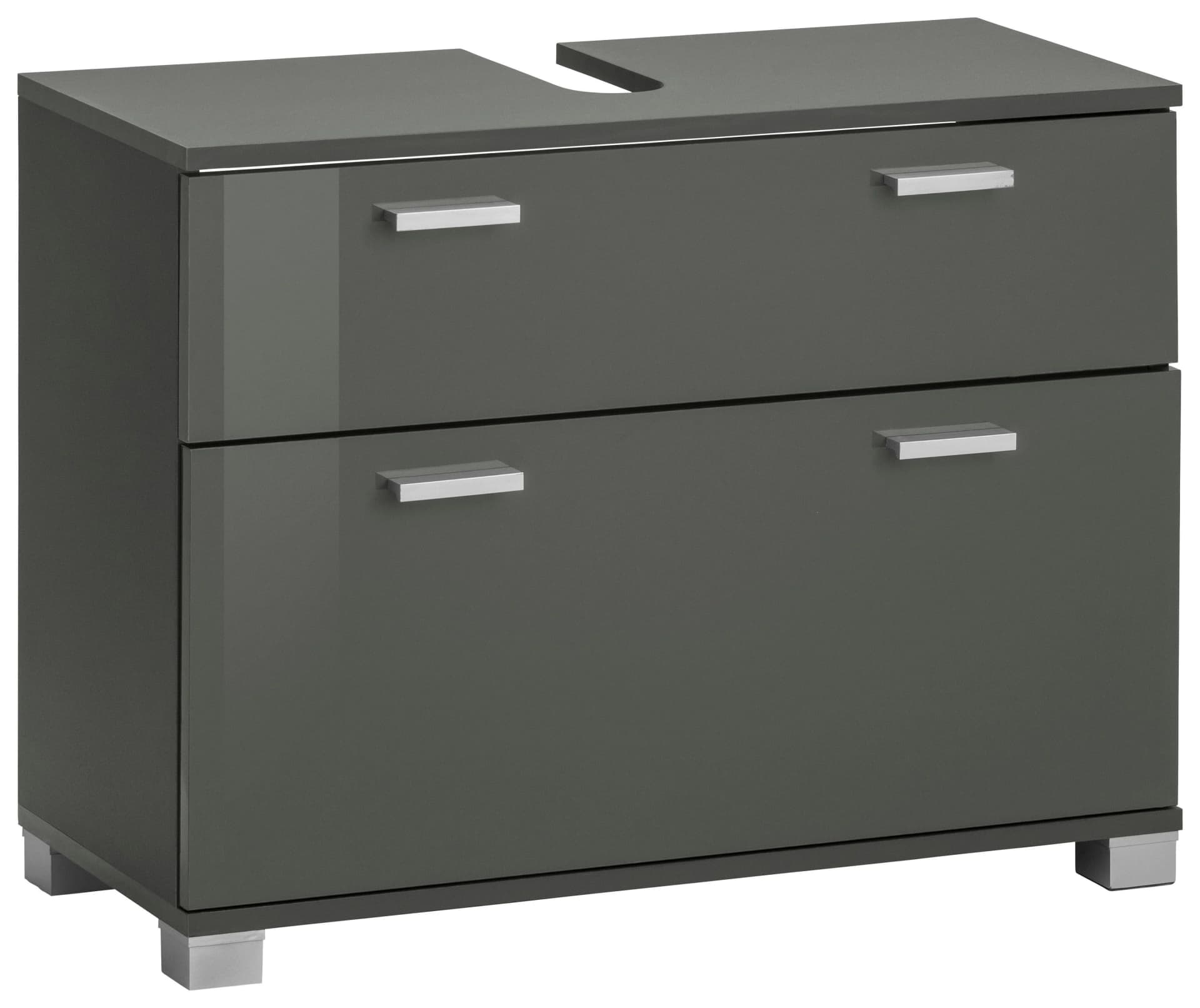 Places of Style Waschbeckenunterschrank Rowan Grau Hochglanz