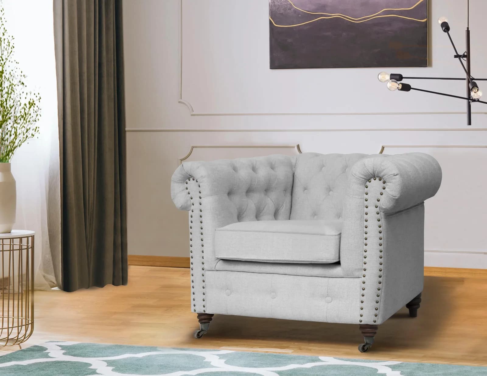 Home Affaire Chesterfield-Sessel Aarburg Silber Polyester