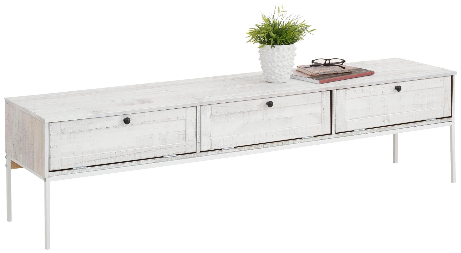 OTTO HOME Lowboard Freya Massivholz Kiefer Beige/Weiß