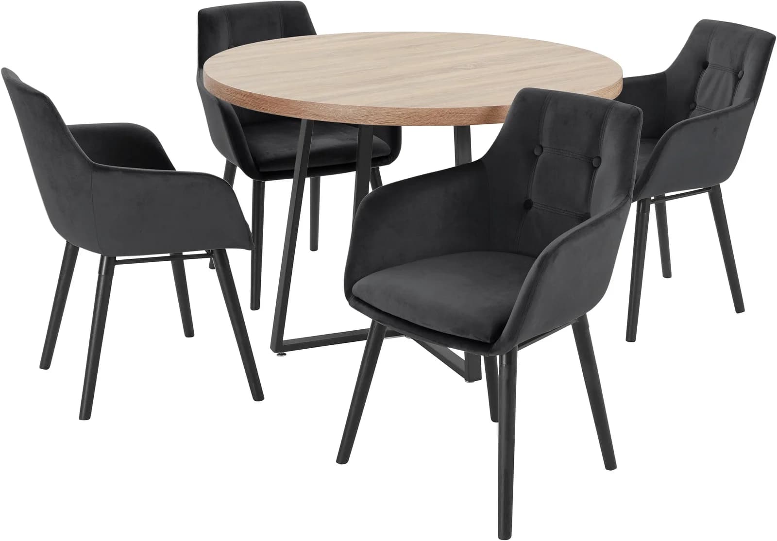 Essgruppe OTTO HOME Schwarz Eiche mit 4 Stühlen