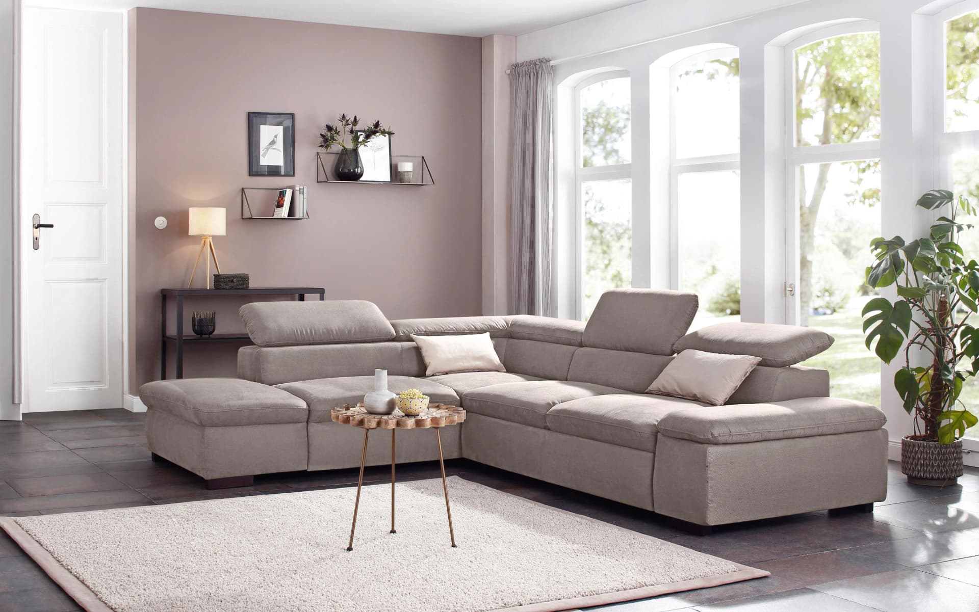 HOME AFFAIRE Alberto Ecksofa L-Form Grau mit Bettfunktion