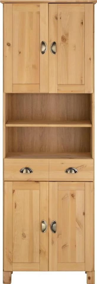 HOME AFFAIRE Oslo Hochschrank Massivholz Beige Natur Gewachst